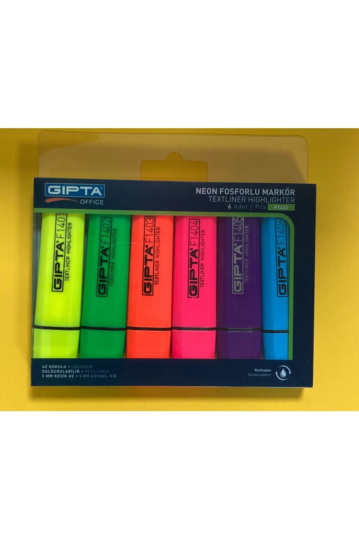 Neon Colors Highlighter Pen Set of 6