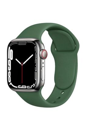 Apple Watch Seri 7 45 Mm Uyumlu Silikon Kordon Kayış - Haki 10230