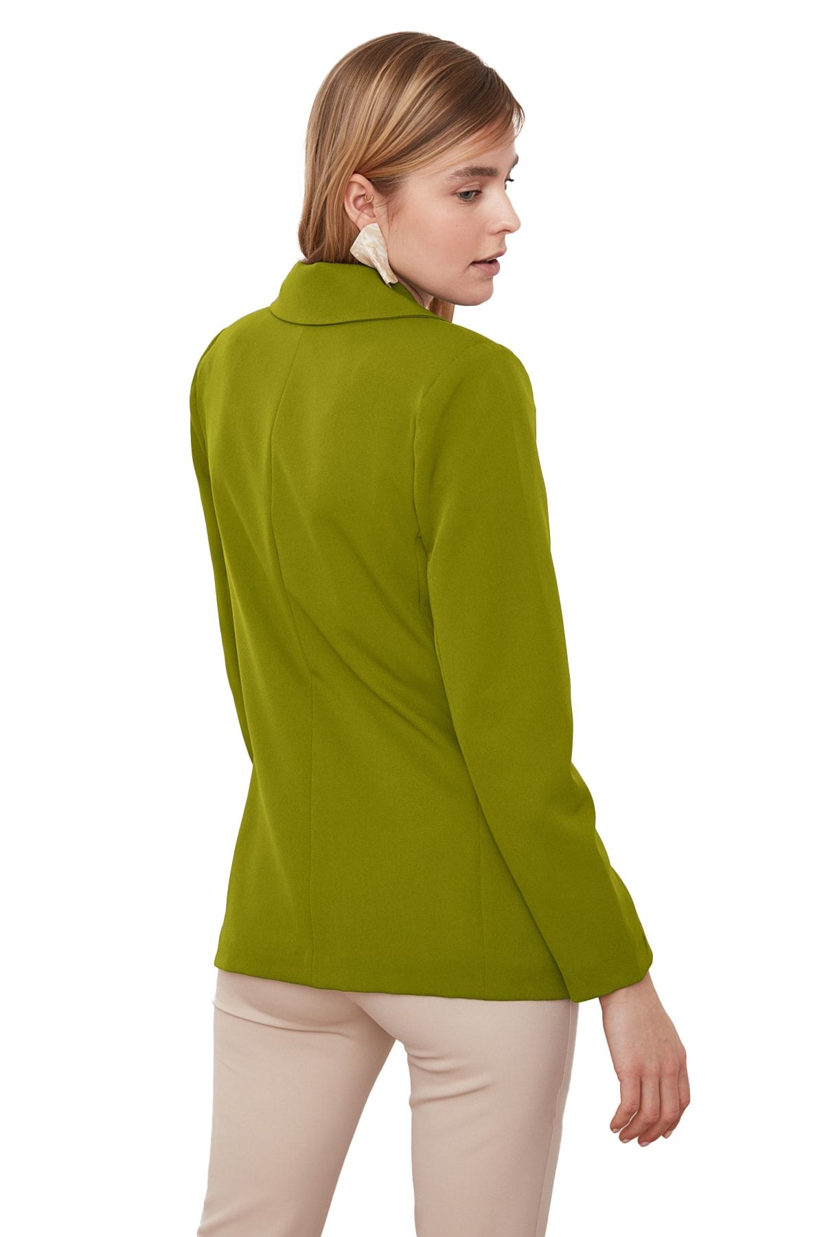 Trendyol Collection-Двобортний тканий піджак на підкладці з застібкою TWOSS21CE0029 хакі Regular на підкладці з капюшоном TWOSS21CE0029 18