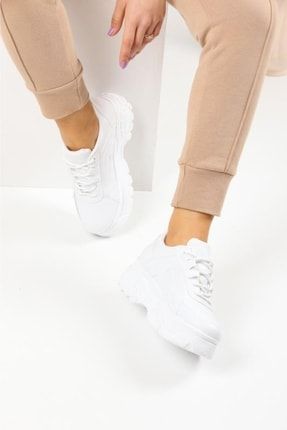 Beyaz Yüksek Taban Kadın Sneaker TP190702