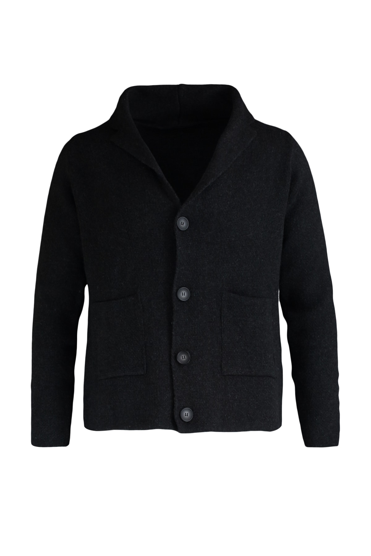 Trendyolmilla  Antrasit Regular Fit Yünlü Yaka Triko Hırka TMNAW22HI0140 - Görsel 6