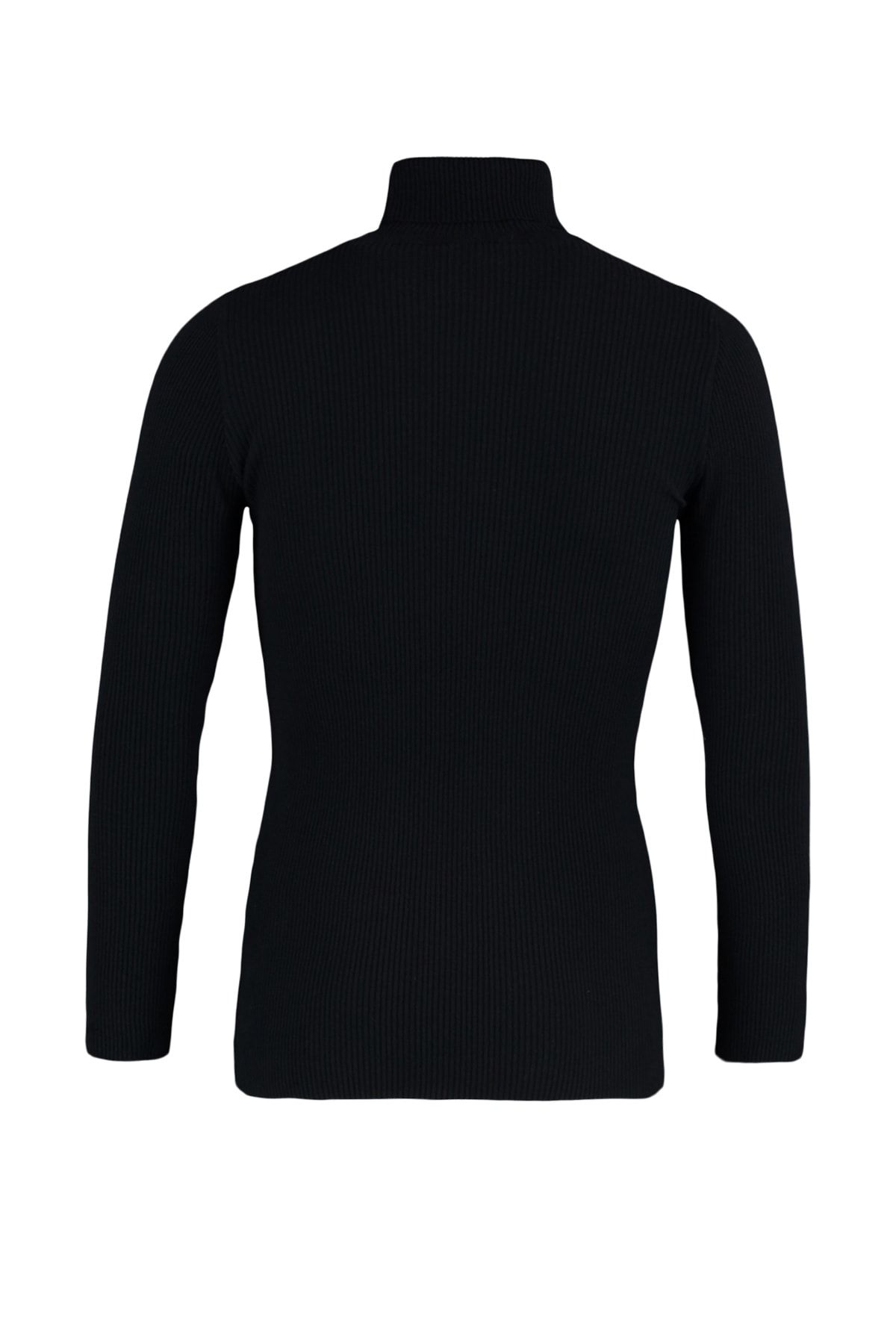 Trendyol Collection-Pulover din tricot cu nervuri, cuplu/dublu, din bumbac, negru, slim, TMNAW20MG0031 7