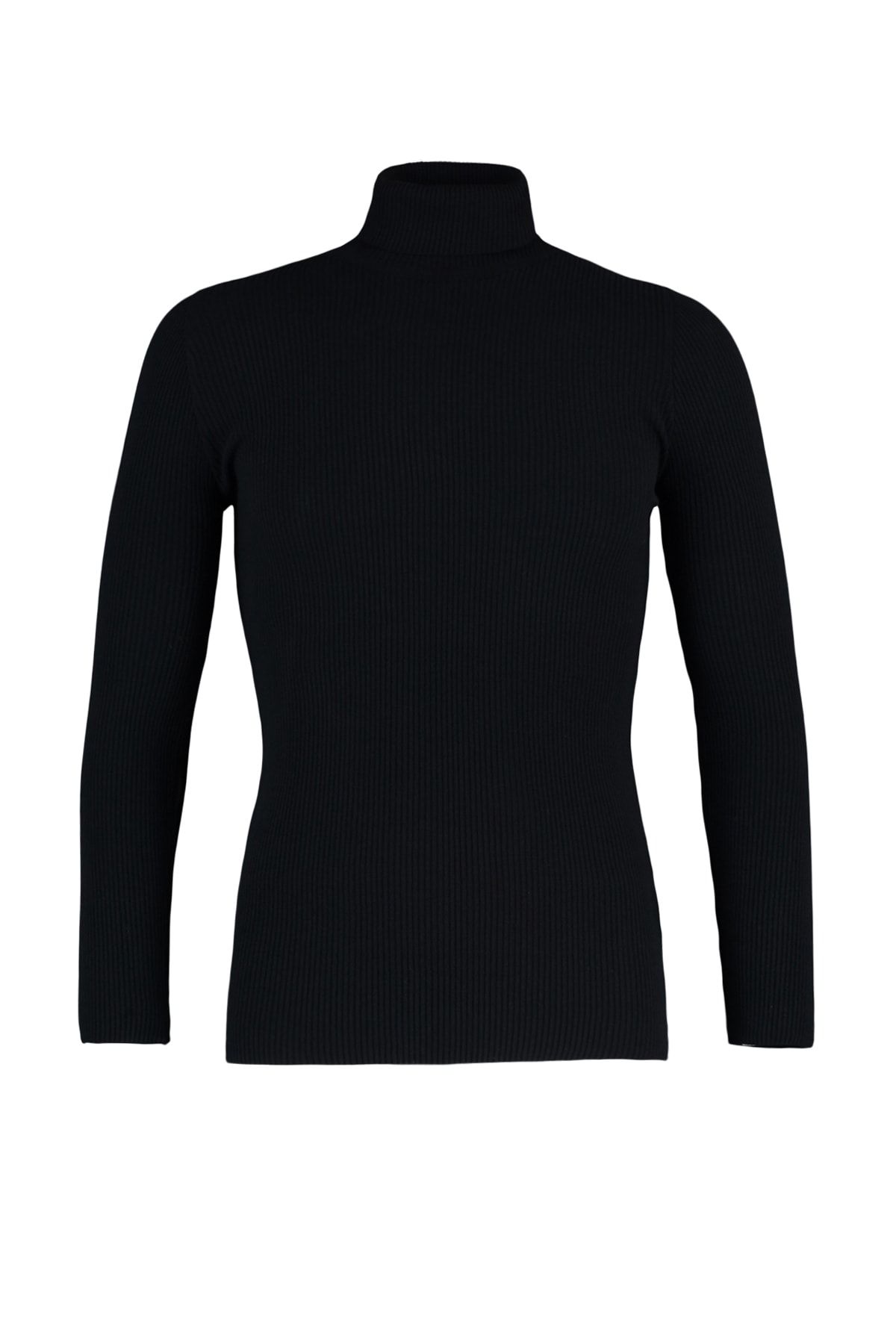 Trendyol Collection-Pulover din tricot cu nervuri, cuplu/dublu, din bumbac, negru, slim, TMNAW20MG0031 8