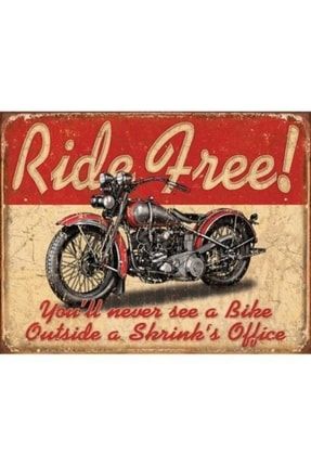 Vintage Ride Free Motorcycle Metal Plaka Levha 20x30cm 2030indm1901
