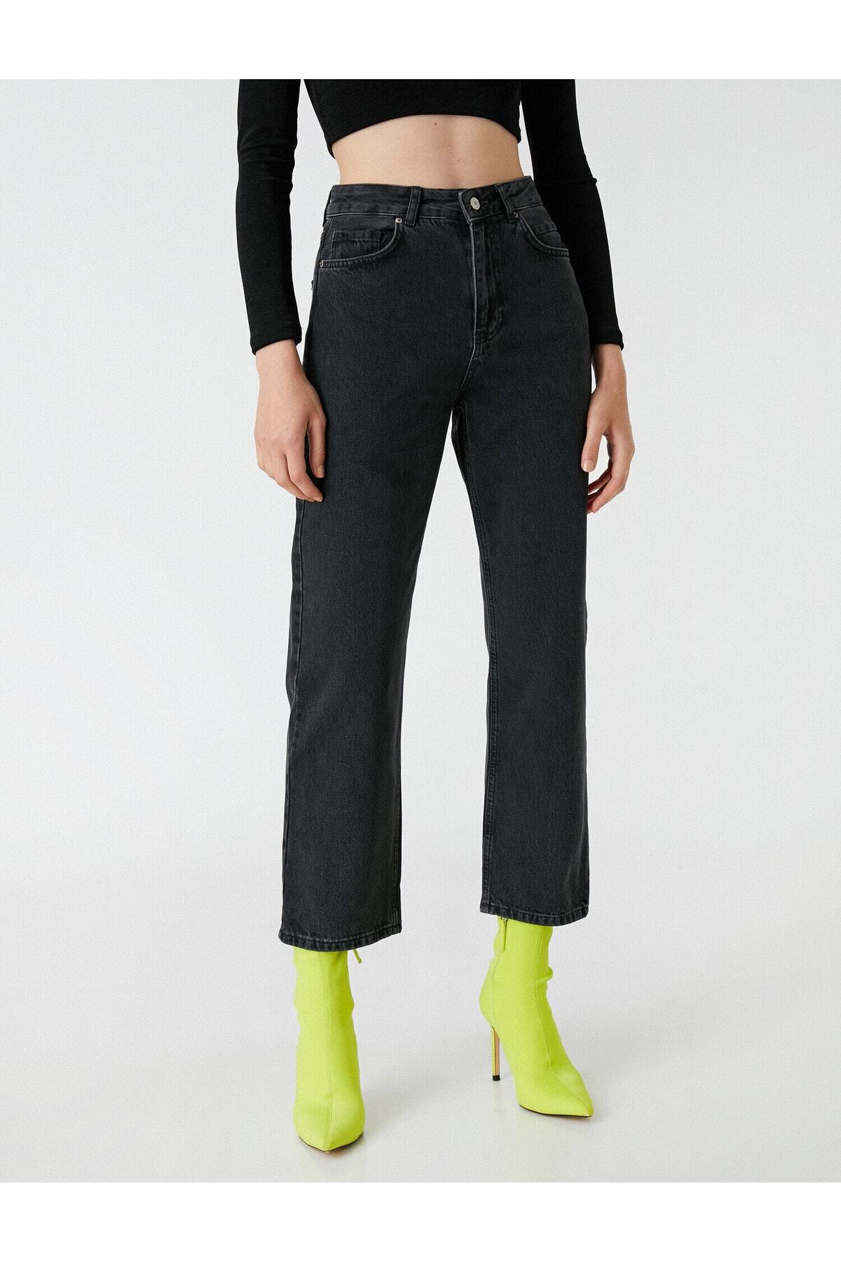 Yüksek Bel Düz Crop Paça Kot Pantolon - Eve Jean