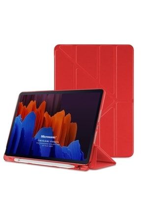 Samsung Galaxy Tab S8 Plus X800 Ile Uyumlu Kılıf Origami Pencil Kırmızı SKU: 344693