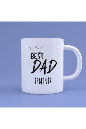 Kişiye Özel Isim Yazılı Best Dad Baskılı Babalar Günü Porselen Çay Ve Kahve Kupası FKUPAB002