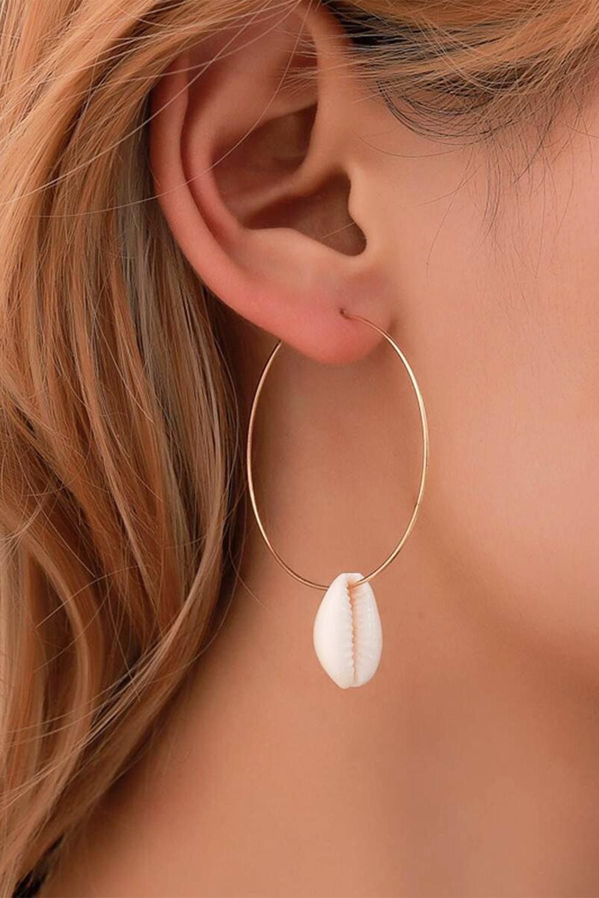 Seashell hoop hot sale earrings