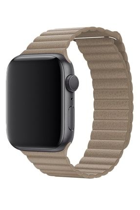 Apple Watch Kordon 7 41mm Deri Loop Kordon Kayış Gold SKU: 355921