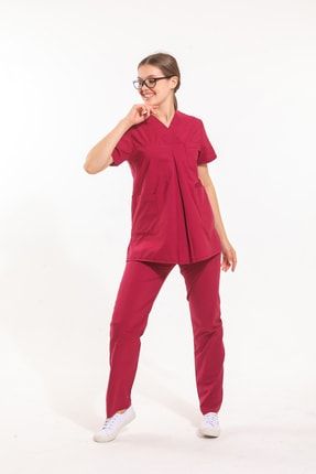 Drlinee Cerrahi Terikoton Kırmızı Tesettür Takım Forma (beden Ve Renk Seçenekli) dr2