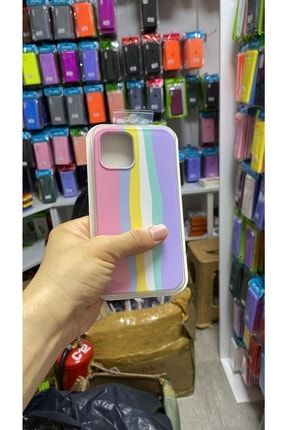 Iphone 12 Mini (5.4) Uyumlu -kir Leke Tutmayan Rainbow Silikon Kılıf TCASEİP12MİNİRAİNBOW