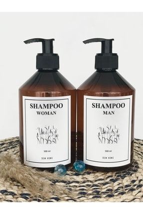 Amber Cam Görünümlü Plastik Sabunluk Banyo Kadın & Erkek Şampuan Şişe Seti 2li 500ml Dem 114