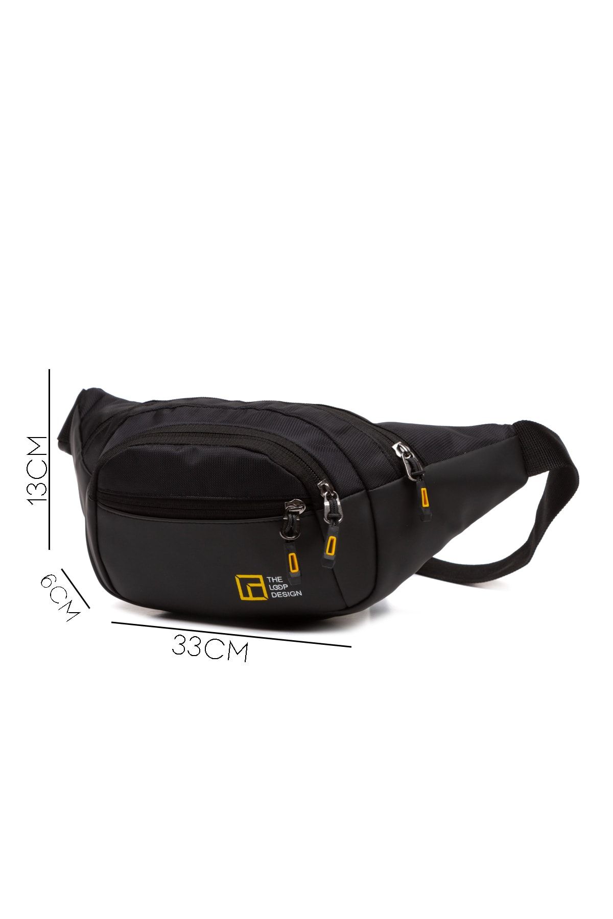 loopdesing Siyah Unisex Crossbody Sling Omuz Ve Bel Çantası Çapraz Ayarlanabilir Askılı Çanta, Free Bag RN11478