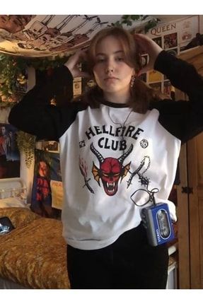 Stranger Things Hellfire Club Unisex Oversize Uzun Kollu T-shirt hellfirekollu