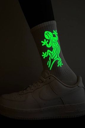 Timsah Desen Glow Fosforlu Gece Parlayan Soket Çorap brbs586
