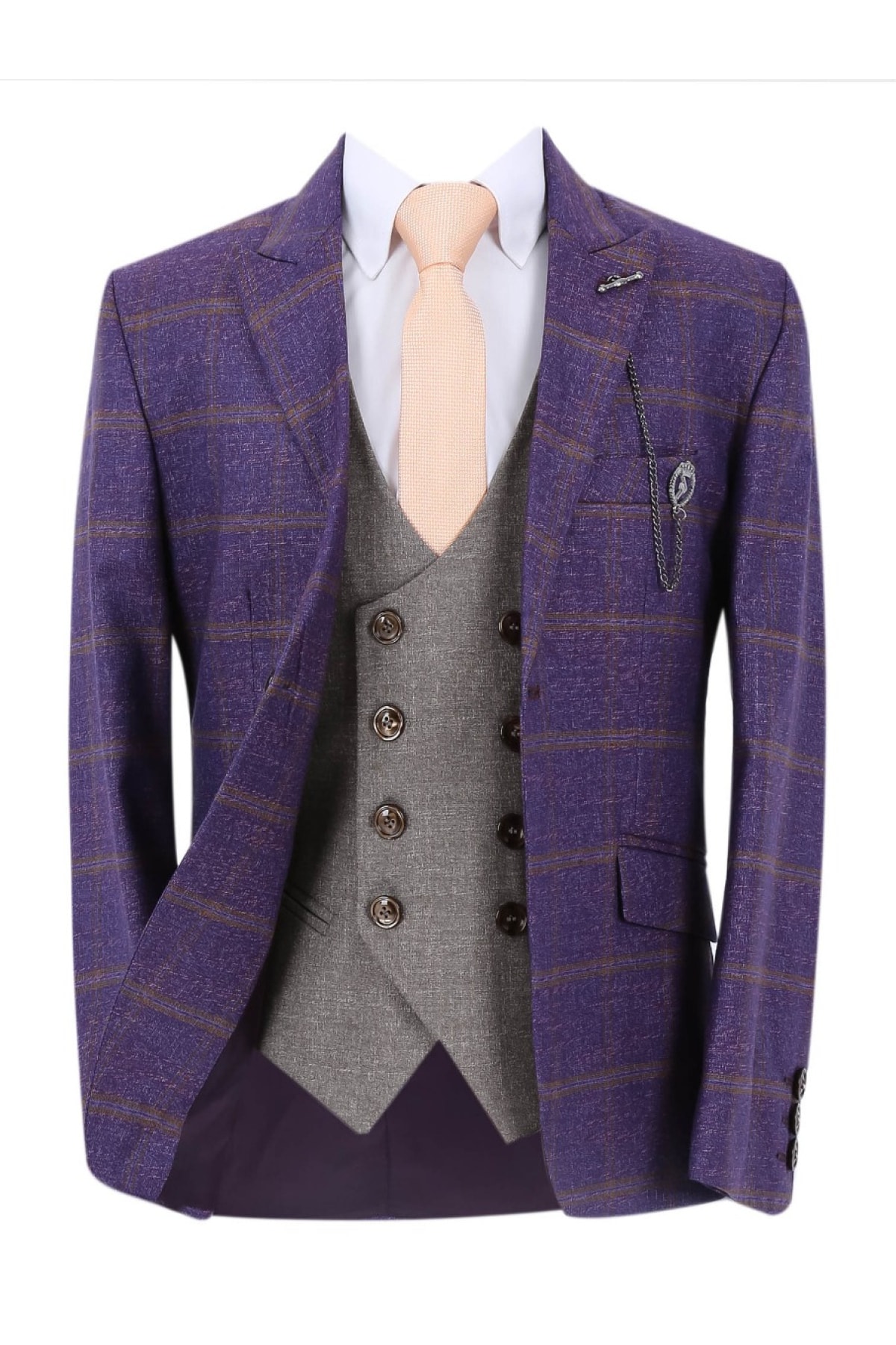  کت و شلوار سه تکه پسرانه جلیقه ای