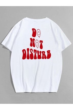 Oversize Unisex Do Not Disturb Baskılı T-shirt %100 Pamuk mdl-newseason-s50