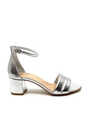 Viels Gümüş Deri Kadın Topuklu Sandalet R-225