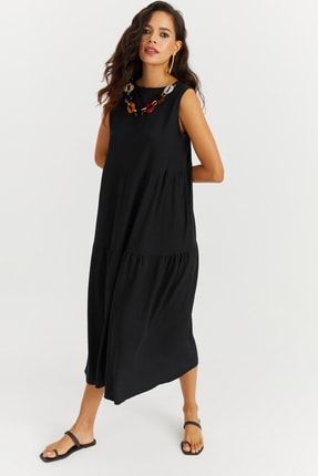 Kadın Siyah Kolyeli Elbise PP4884