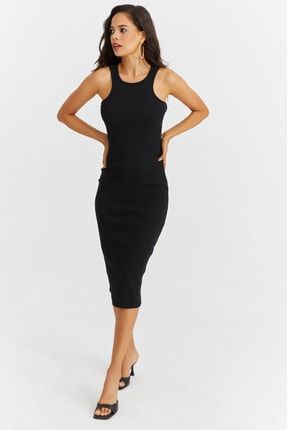 Kadın Siyah Kaşkorse Kolsuz Elbise Yİ2459