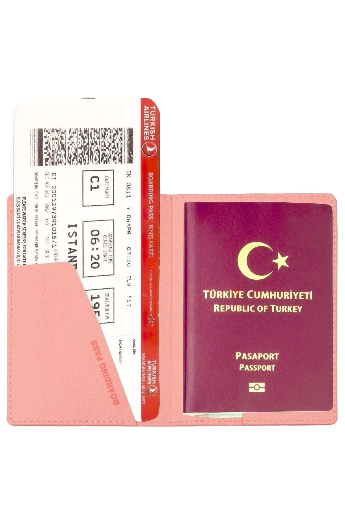 Smyrna Acar Mira Vegan Deri Pasaport Kılıfı Pasaportluk Pudra Pembe
