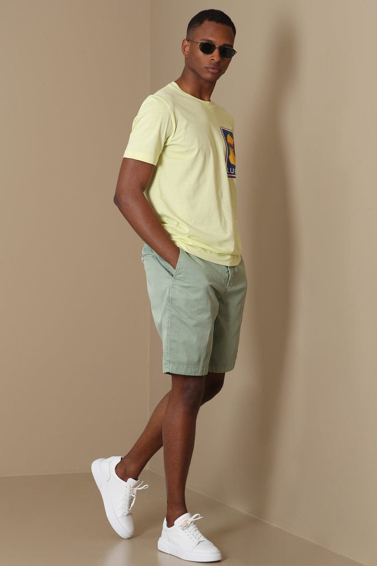 Lufian Zegler Spor Erkek Chino Şort Slim Fit Yeşil IV8299
