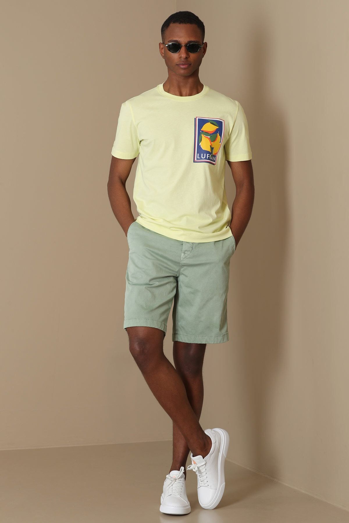 Lufian Zegler Spor Erkek Chino Şort Slim Fit Yeşil IV8299