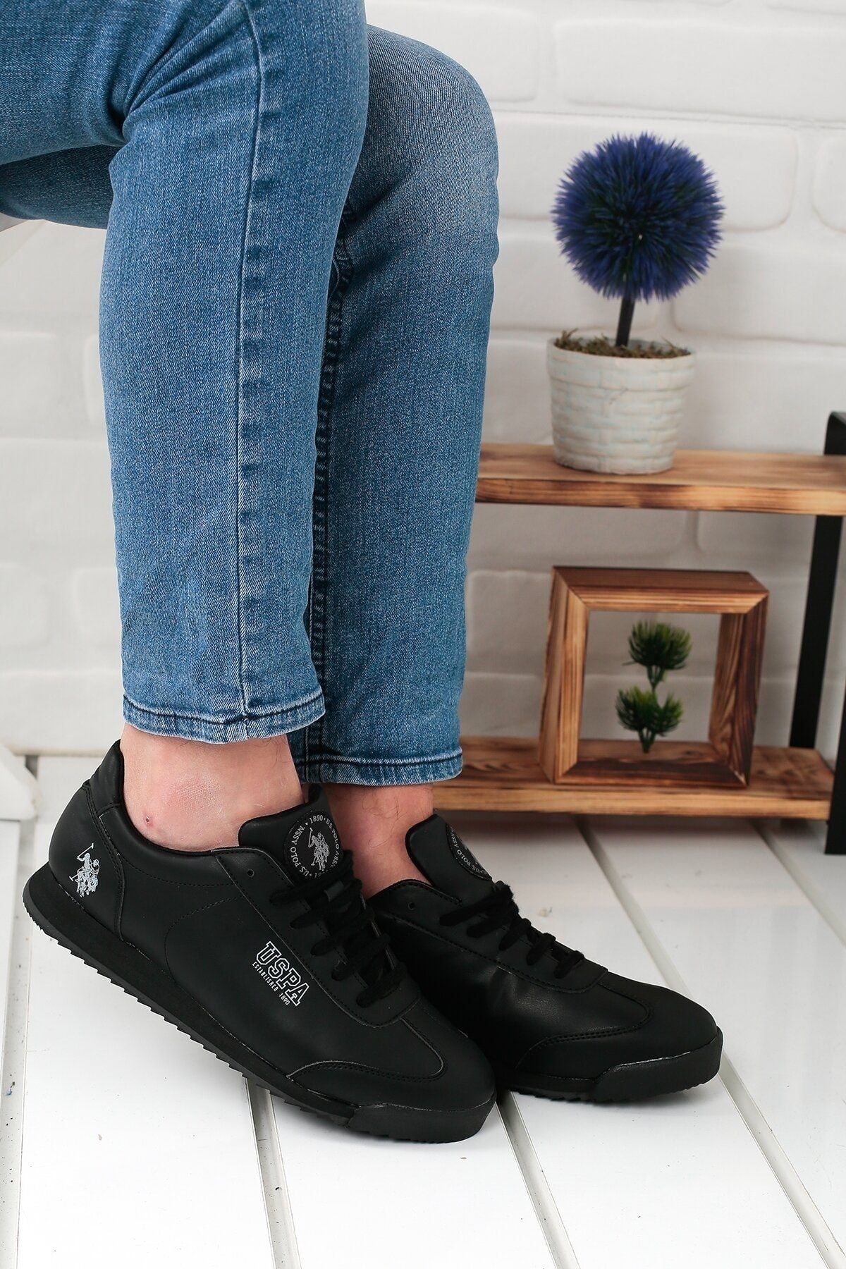 U.S. Polo Assn. Deep Leather Black Unisex Casual Sneakers