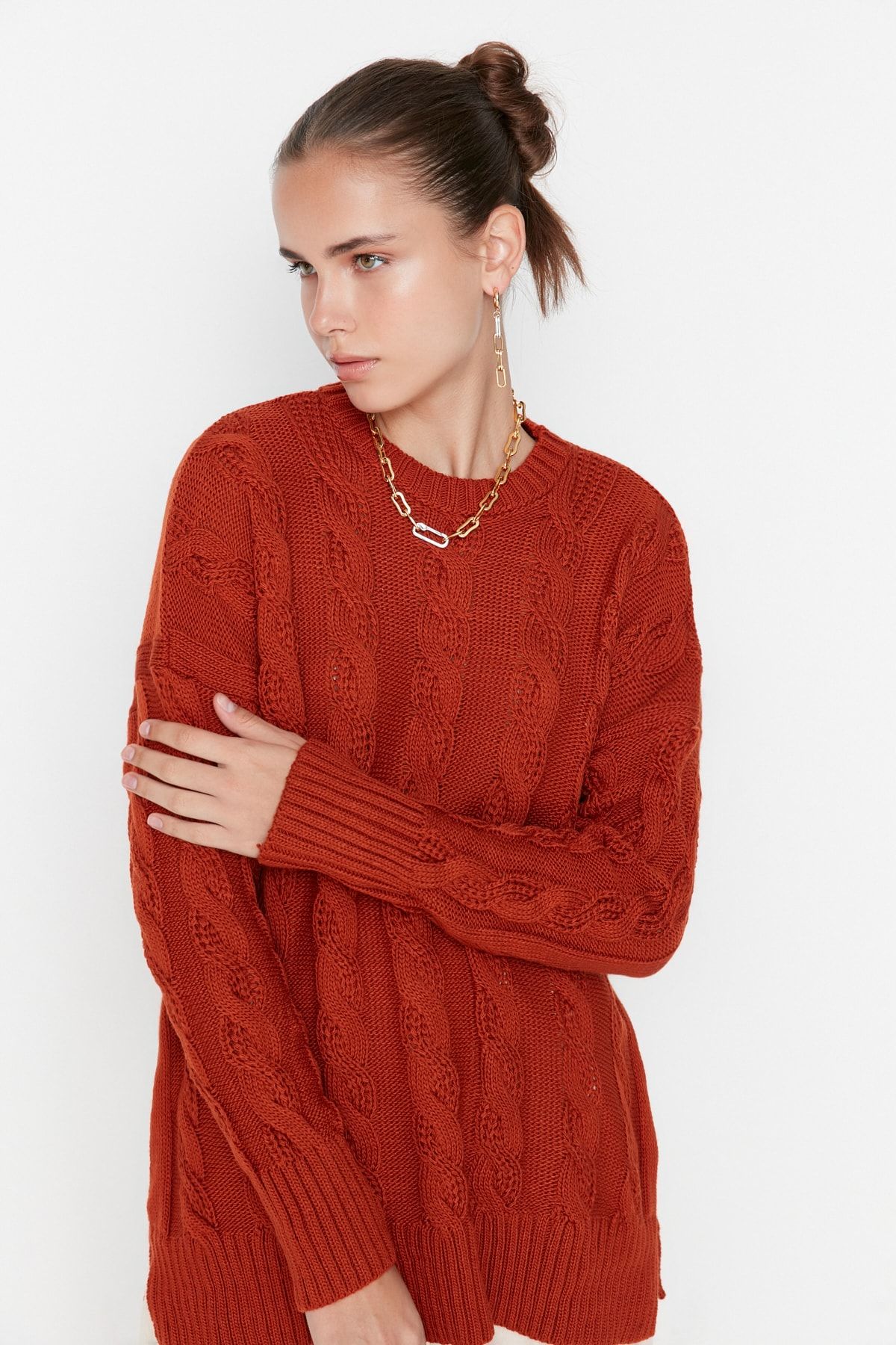 Trendyol Collection Pullover Braun Regular Fit