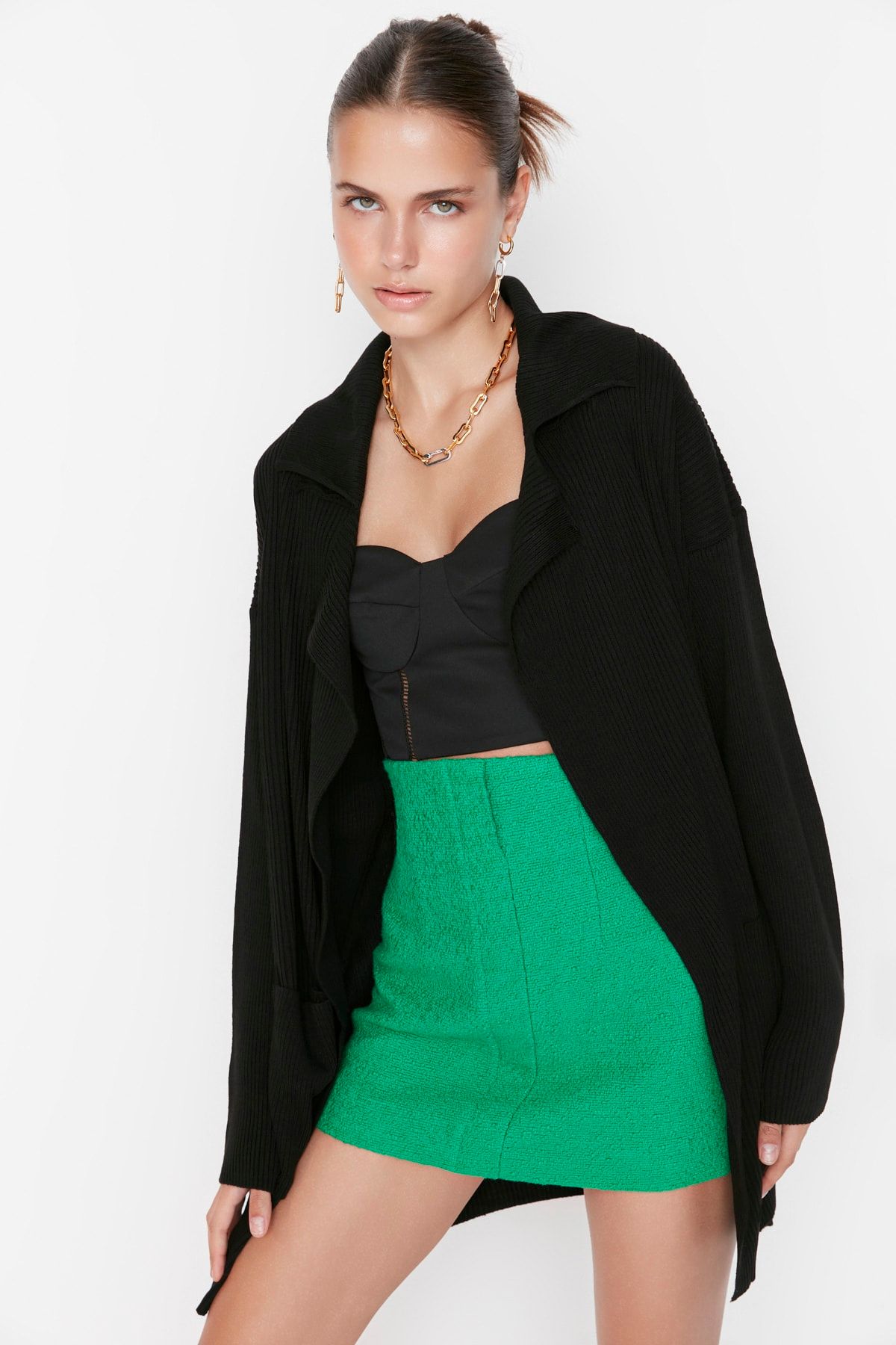 Trendyol Collection Strickjacke Schwarz Regular Fit