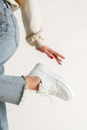 Marita 4cm Topuklu Kadın Sneakers - Beyaz - 39 LIFE00015