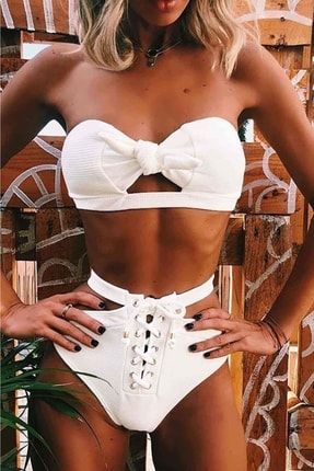 Angelsin Özel Tasarım Bikini Takım Beyaz AYKTYUU3005202475