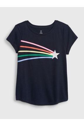 Kız Çocuk Lacivert 100% Organik Pamuk Grafik Baskılı T-shirt 793110