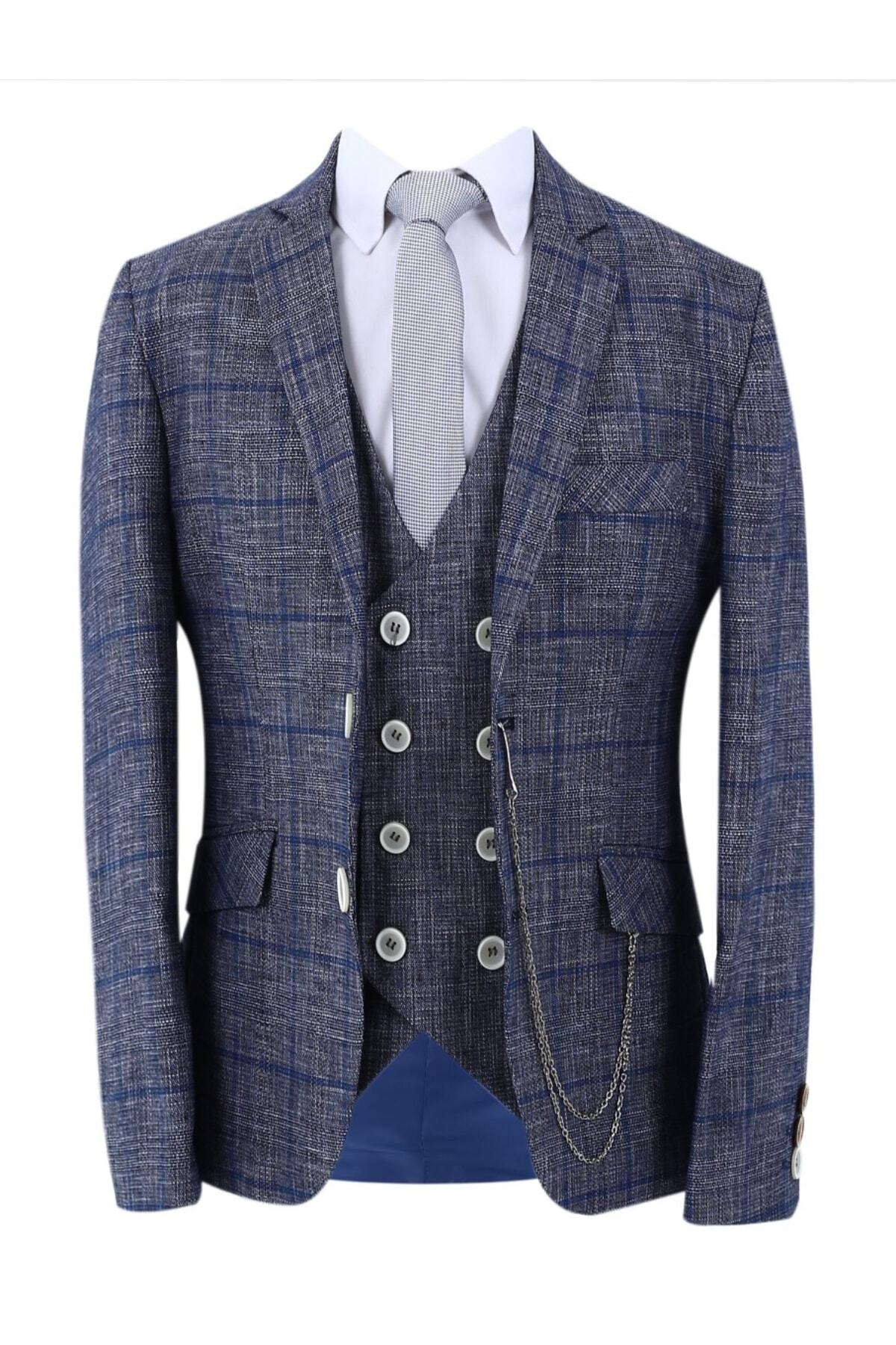  کت و شلوار سه تکه پسرانه جلیقه ای