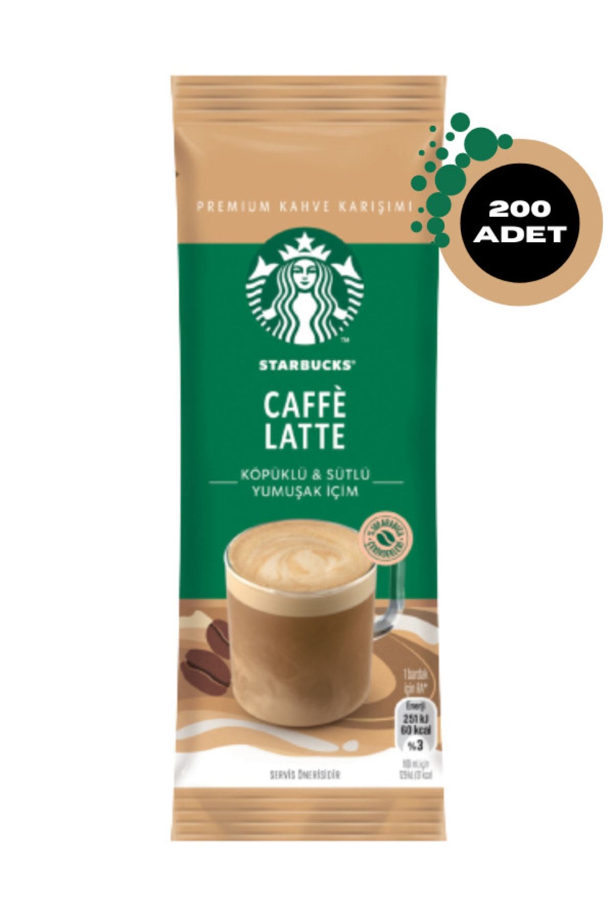 Starbucks Caffe Latte Premium Kahve Karışımı 14 Gr X 200 Adet