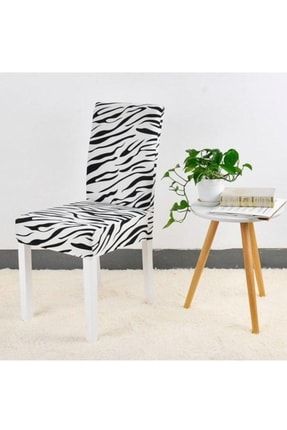 Siyah Beyaz Zebra Desenli Dijital Baskılı Kadife Sandalye Kılıfı 1 Adet Örtü dekorKadsanörtkarahantezebraı334