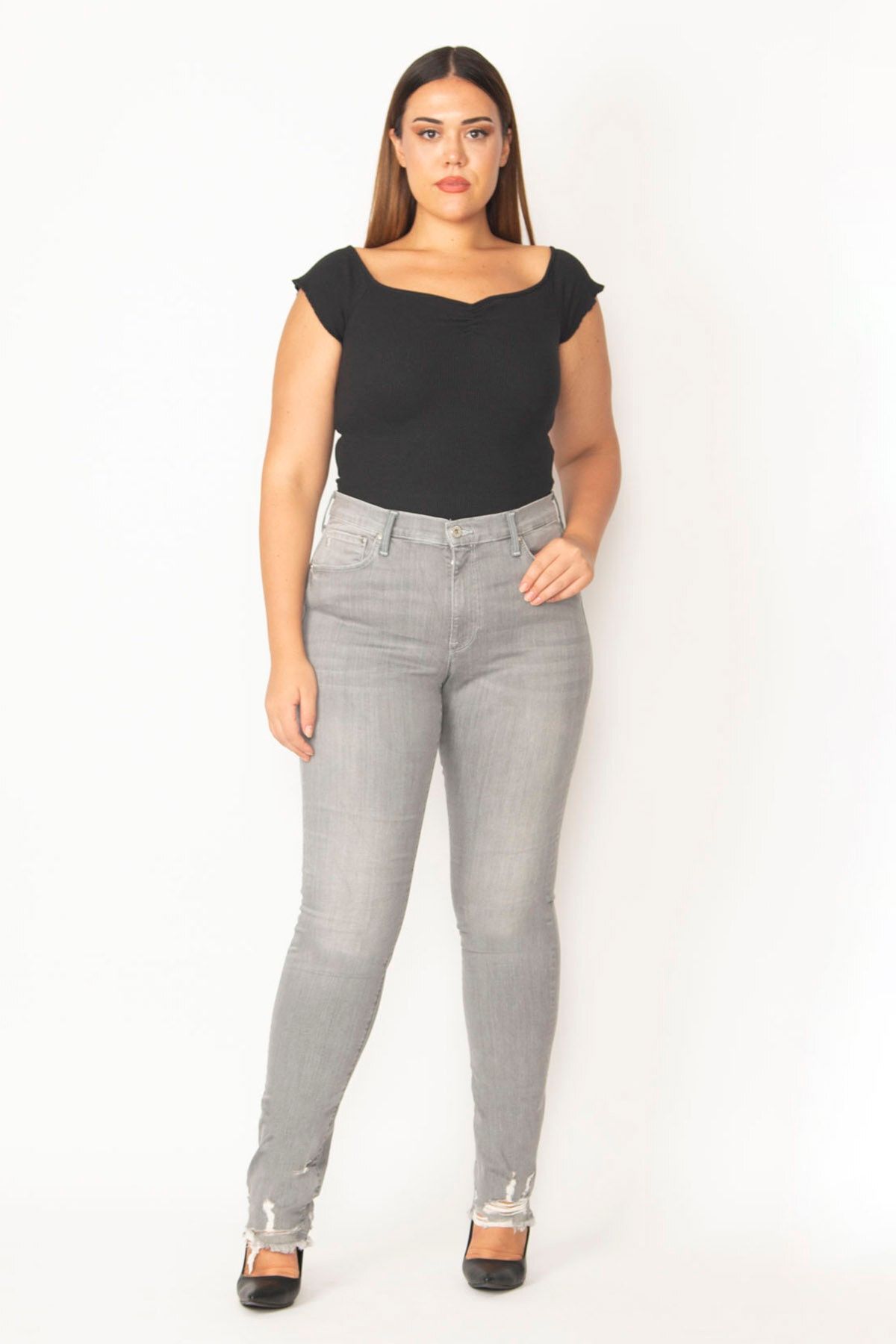 Şans Große Größen in Jeans Grau Slim Fast ausverkauft FN8217