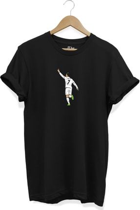 Siyah Unisex Cristiano Ronaldo Cr7 Baskılı Kısa Kollu T-shirt TB0ST204