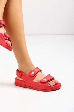 Kırmızı Günlük Termo Plastik Sudan Etkilenmeyen Kadın Sandalet TP9550