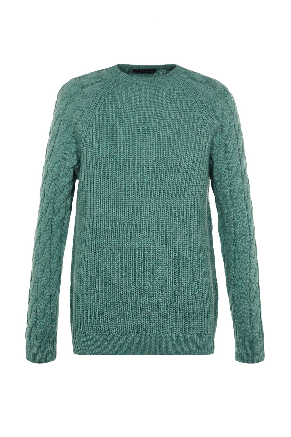Trendyol Collection-Mintfarbener, lässiger Unisex-Pullover aus Wolle mit Rundhalsausschnitt und Haarstrick-Detail TMNAW22KZ2059 8