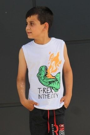T-rex In The City Baskılı Pamuklu Askılı T-shirt 2582910