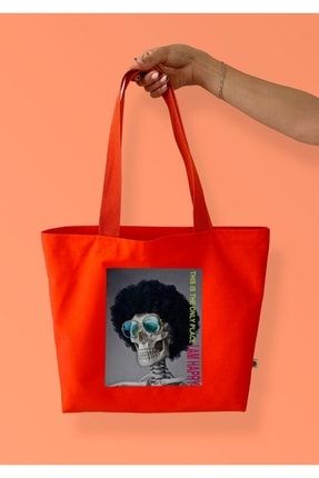 Kuru Kafa Baskılı Körüklü Turuncu Tote Bag BETGOHOMEÇNT14