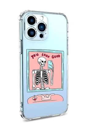 Iphone 13 Pro Uyumlu Kılıf You Look Good Iskelet Desenli Şeffaf Telefon Kılıfı YOU-LOOK-GOOD-ALWAYS-8