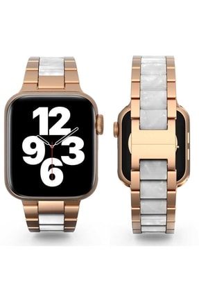 Apple Watch 2 3 4 5 6 Se 38mm 2 3 4 5 6 Se Metal Gövde Üzerinde Renkli Reçine Taşlı Tasarım Kordon SKU: 314233