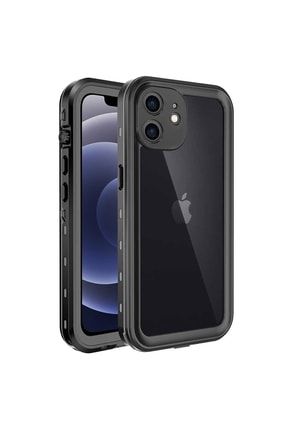 Apple Iphone 12 Mini Ile Uyumlu Kılıf Waterproof 360 Full Body Protective Siyah SKU: 343953
