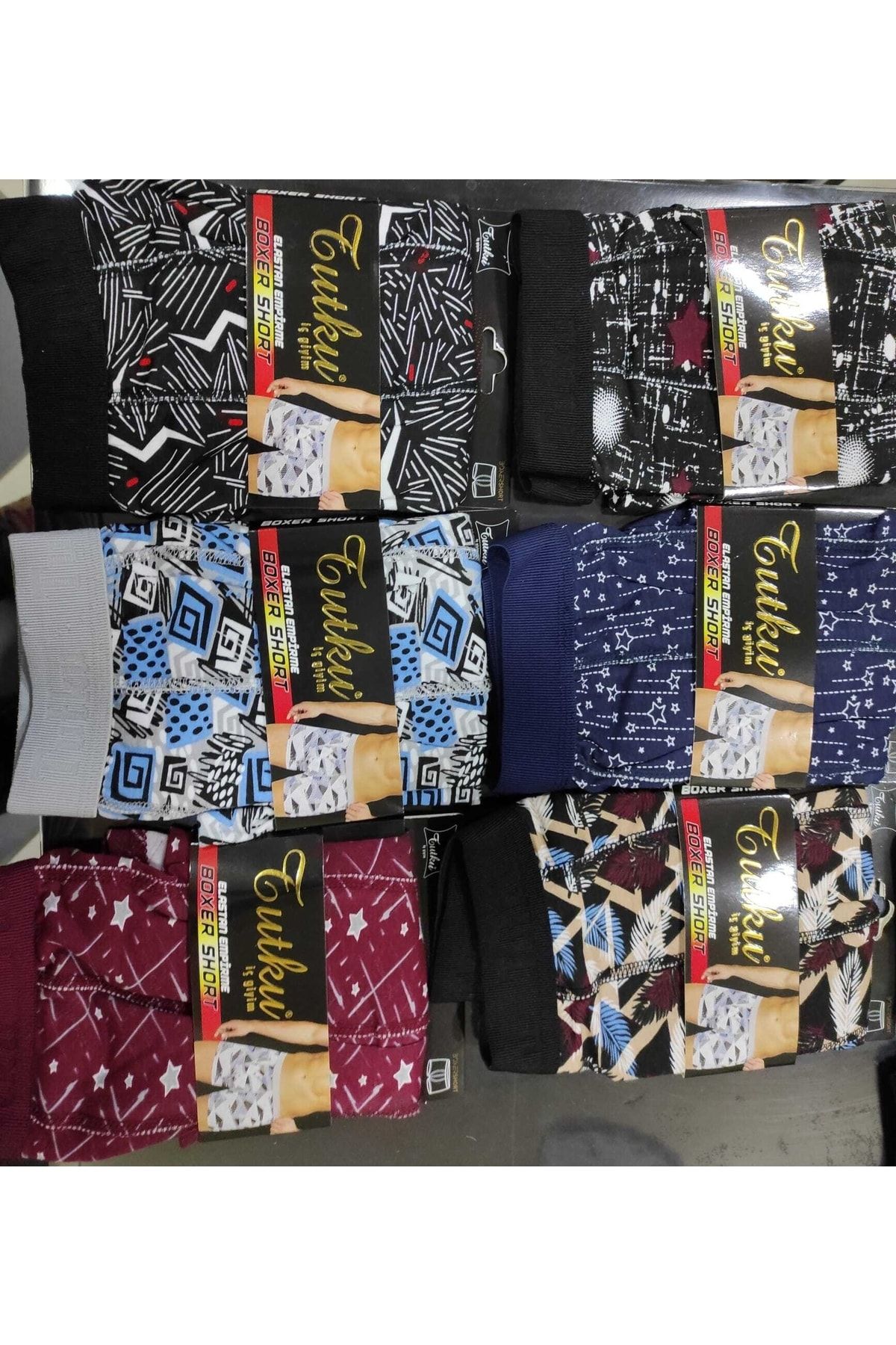 Tutku-Men's Lycra Patterned Boxers Pack of 9 Mixed Colors Will Be Available 1