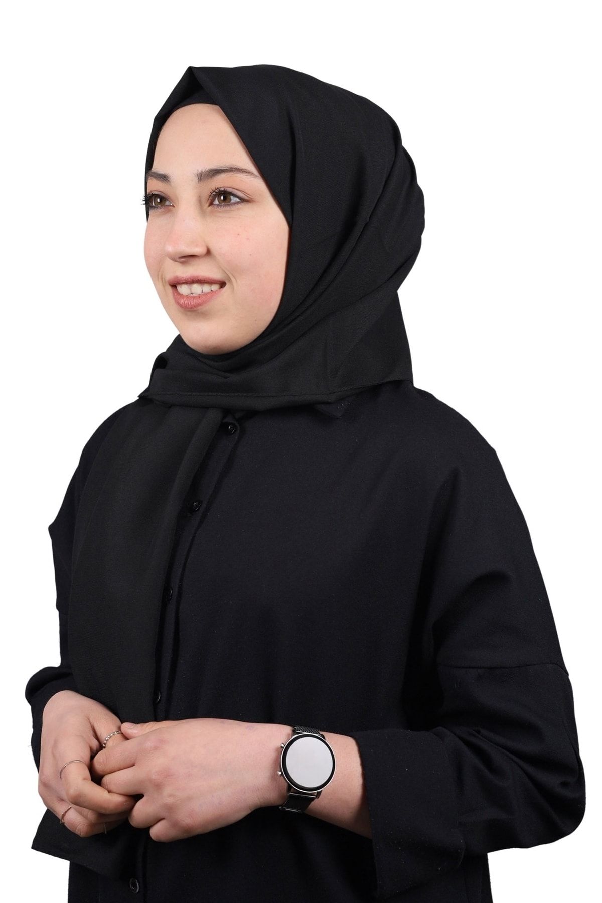 Berussa-Solid Color Chiffon Shawl - Pattern-02 - Black 1