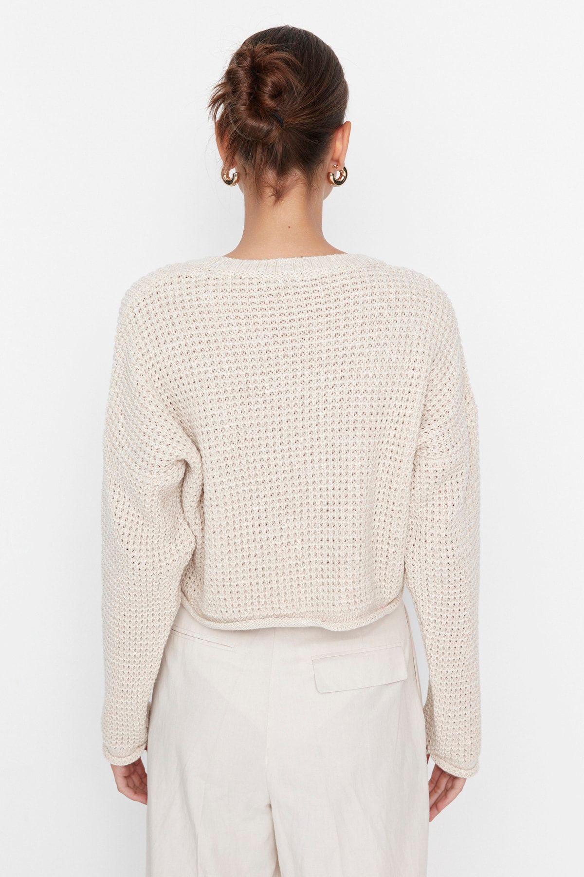Trendyol Collection-Wide Fit Stone Crop Strickpullover – TWOAW23KZ01193 5