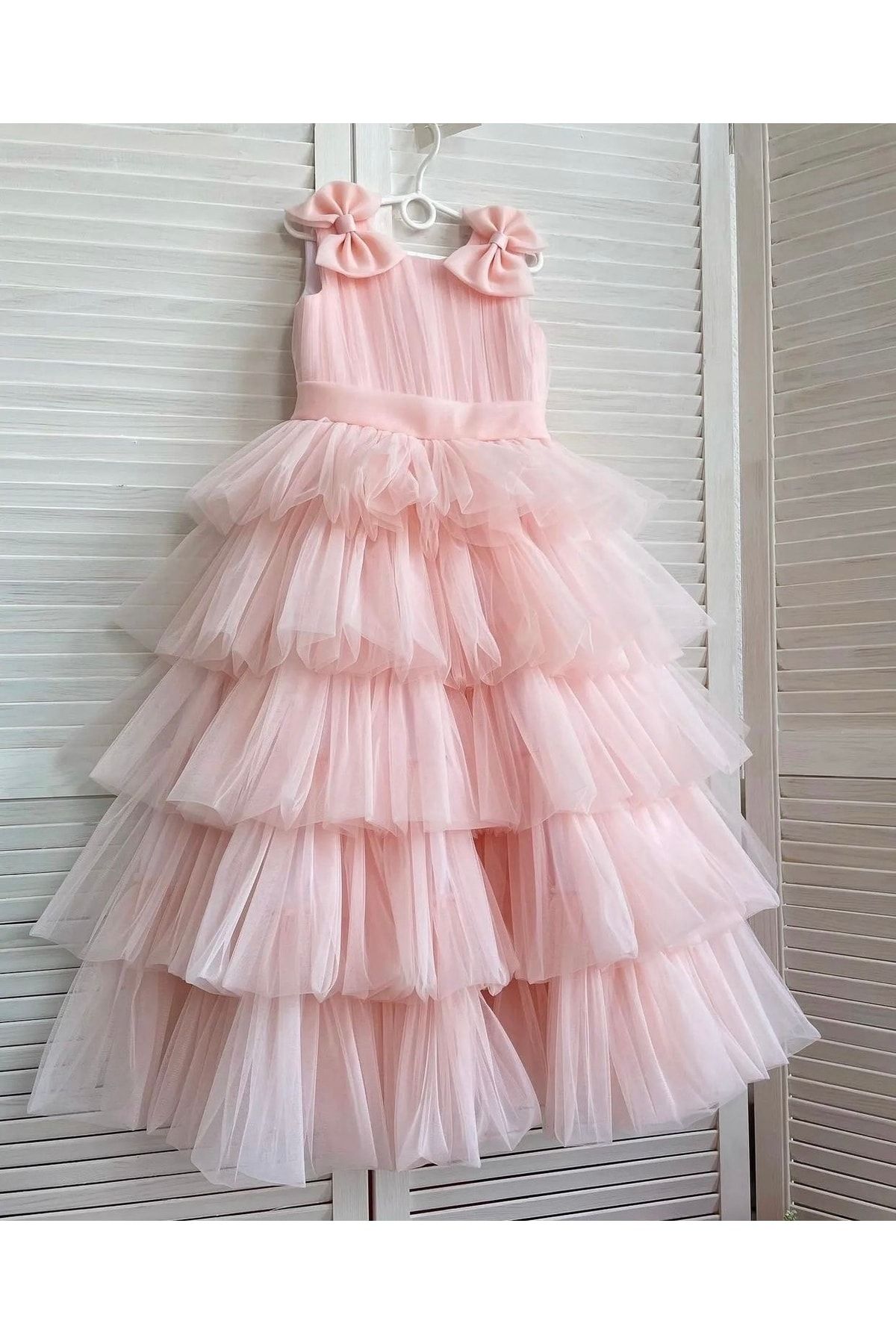 Kız Çocuk Pembe Renk Doğum Günü Parti Özel Gün Elbisesi