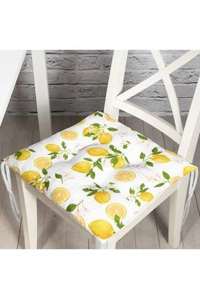 Limon Desenli Ilkbahar Renkleri Dijital Baskılı Modern Pofidik Sandalye Minderi Pofidik-3100